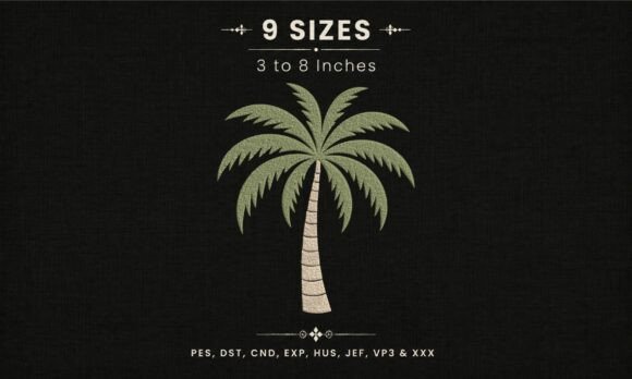 Palm Tree Tropical Embroidery DST PES