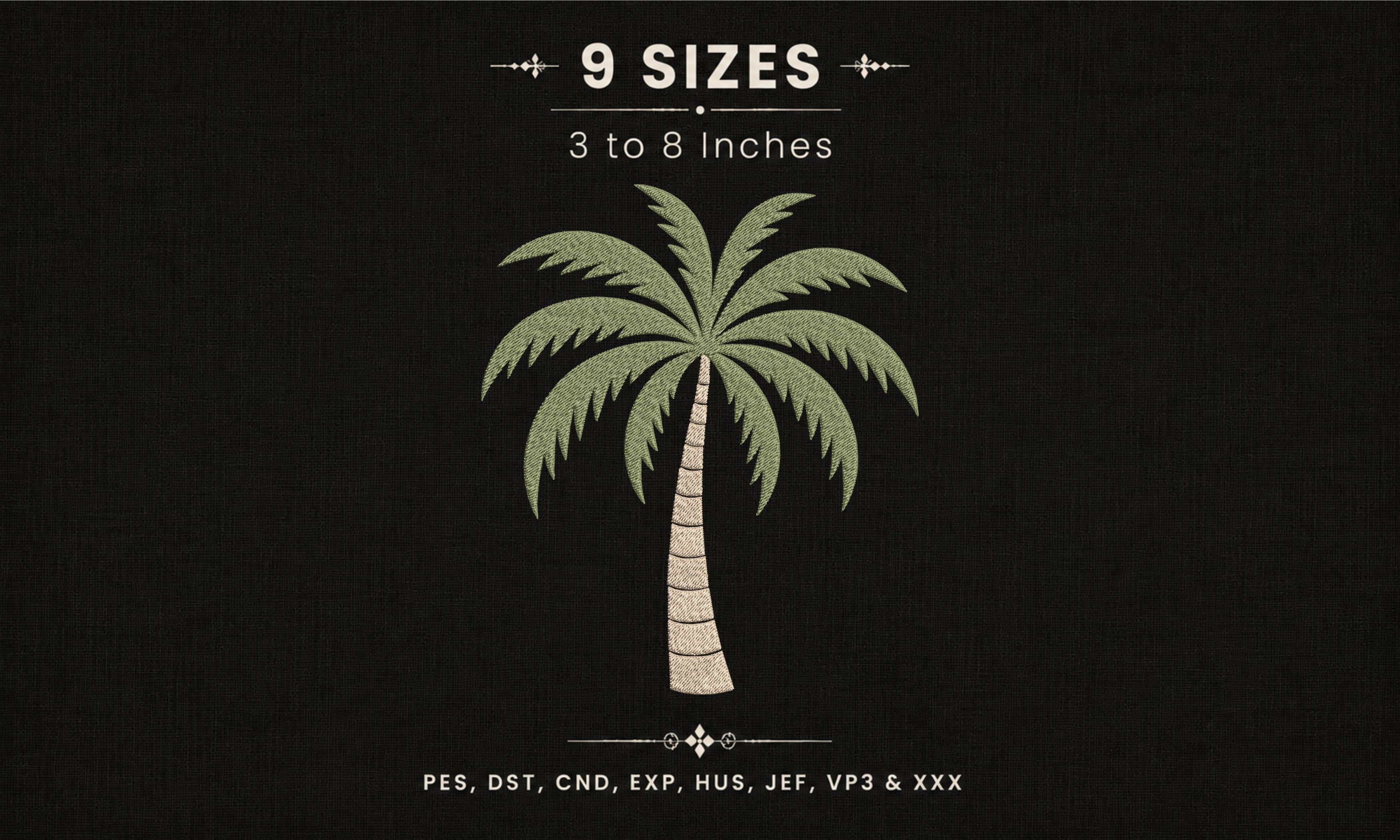 Palm Tree Tropical Embroidery DST PES