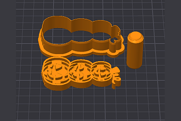 Pumpkin Trio Cookie Cutter STL – 3D Printable Fall & Halloween Cutter with Detail Stamp - Image 2