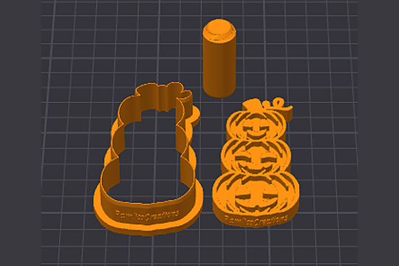 Pumpkin Trio Cookie Cutter STL – 3D Printable Fall & Halloween Cutter with Detail Stamp - Image 4