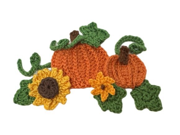Pumpkin Set Crochet Applique Pattern