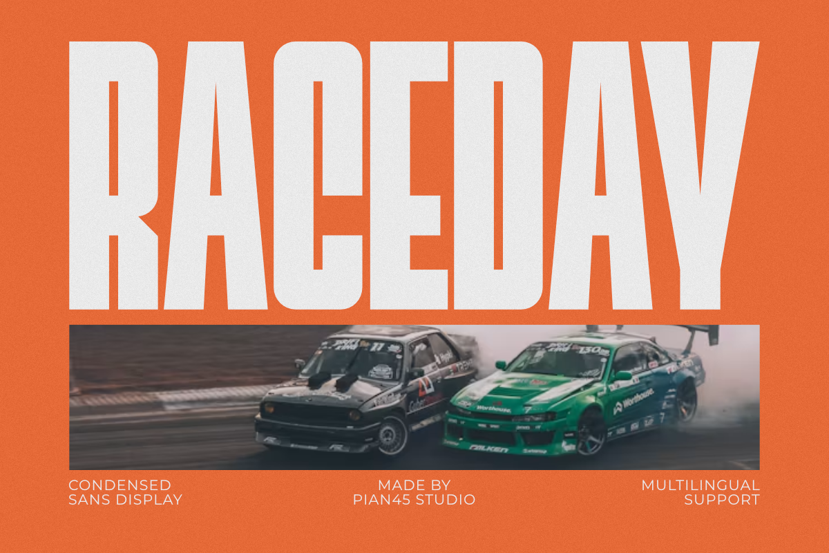 Raceday preview: condensed sans-serif poster typeface