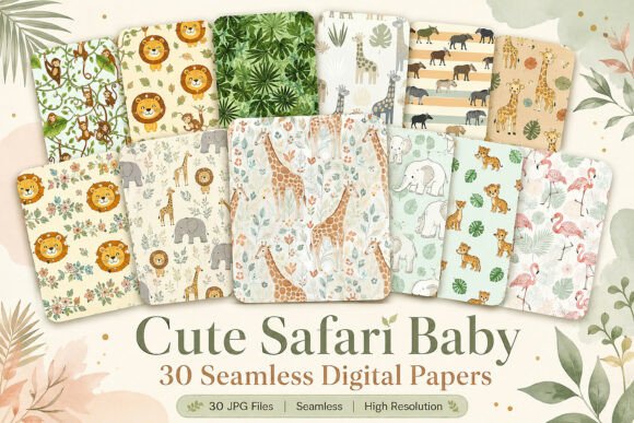 Seamless Cute Safari Baby Pattern Paper