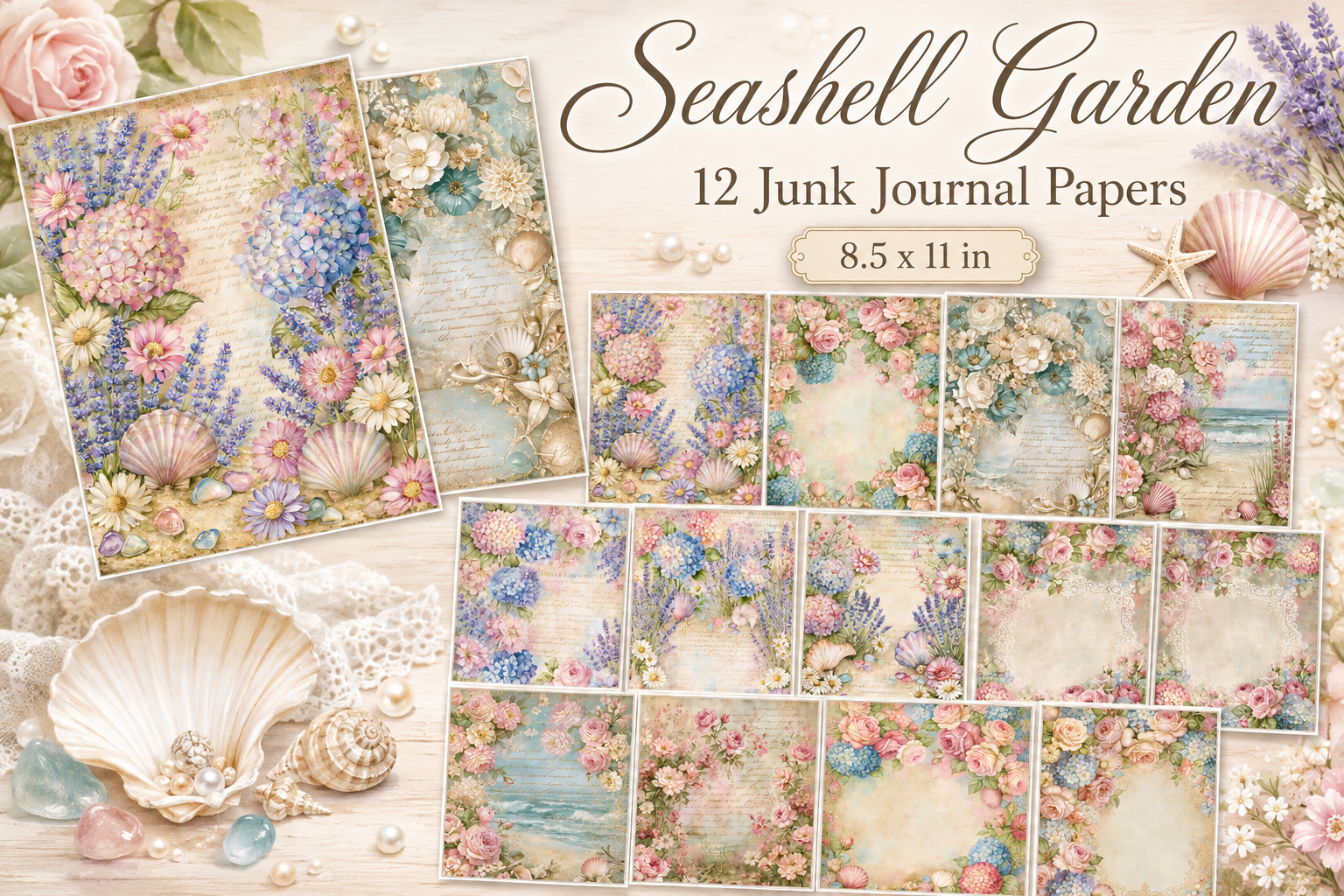 Seashell Garden Digital Paper