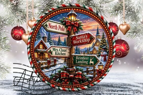 Signpost Christmas Ornament, Door Sign