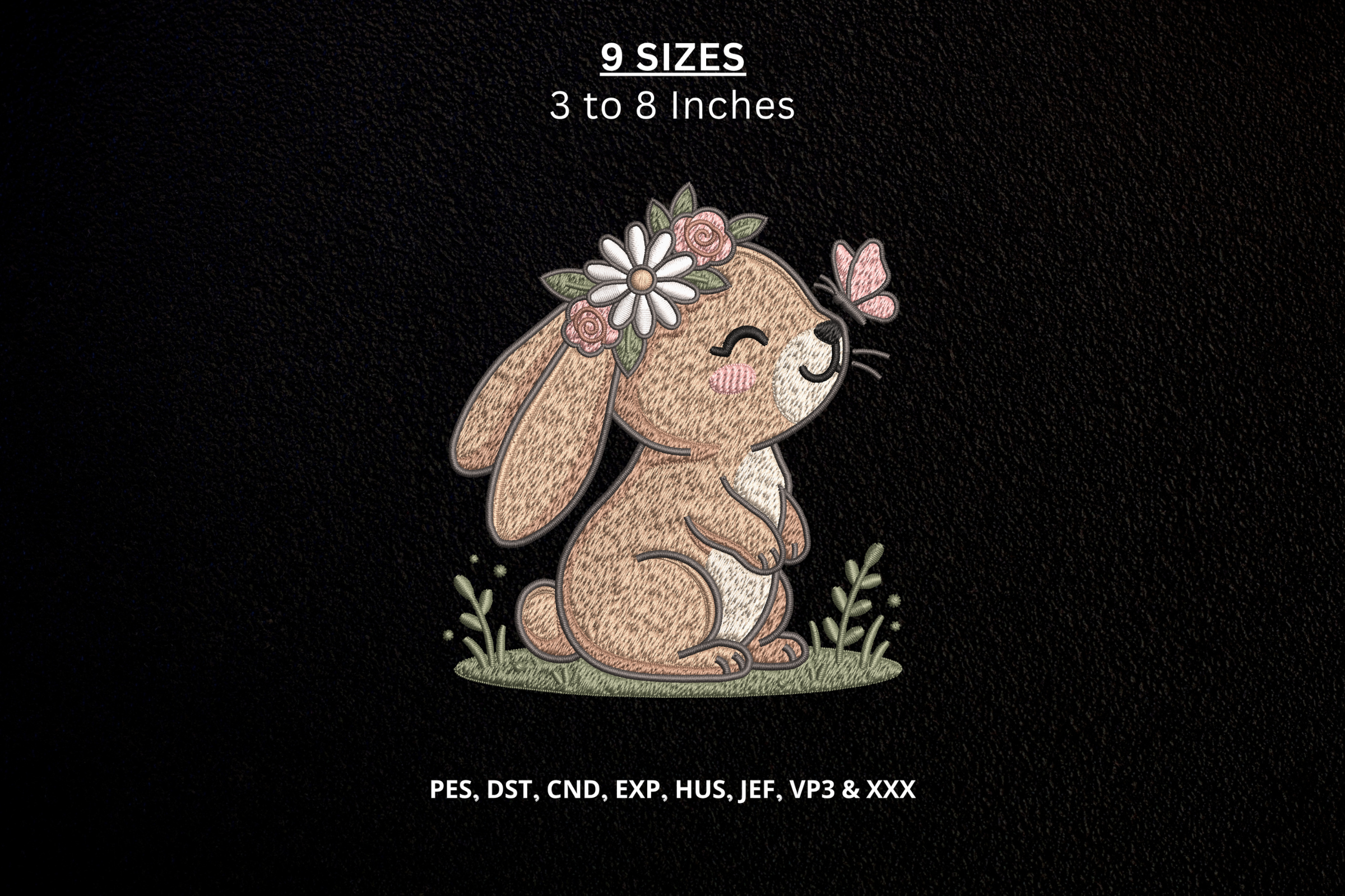 Spring Rabbit with Flowers & Butterfly