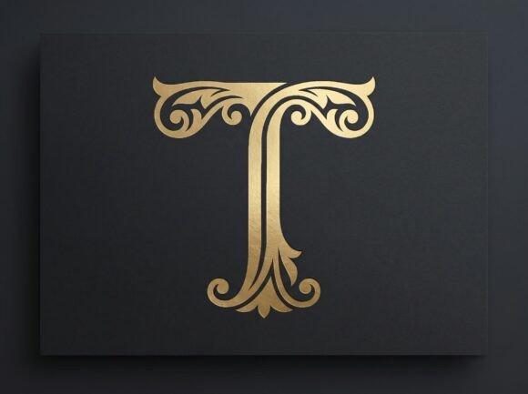 T Initial Monogram Logo Luxury Letter T