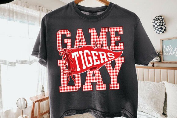 Tigers Sport Game Day Preppy Gingham PNG