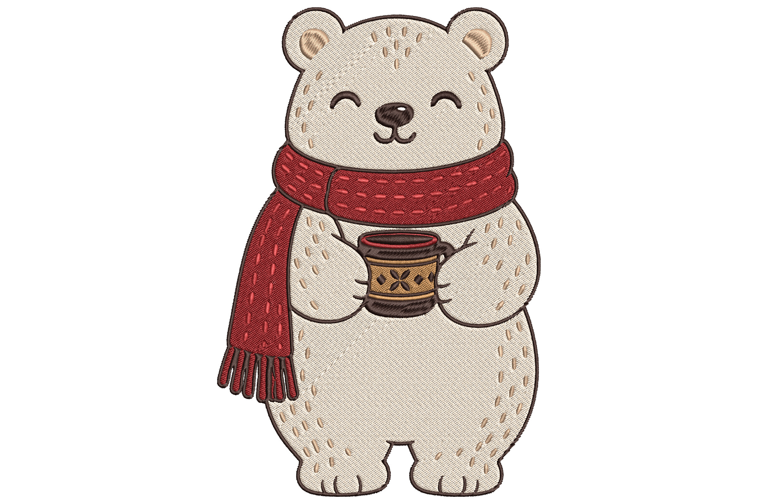Winter Polar Bear Embroidery Design