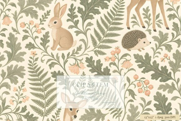 Woodland Animal Botanical Repeat Pattern
