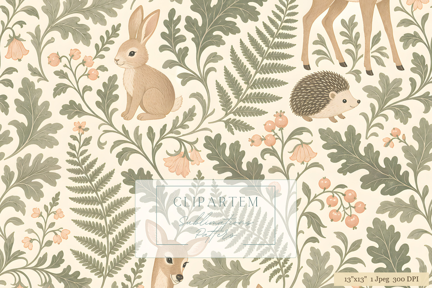 Woodland Animal Botanical Repeat Pattern