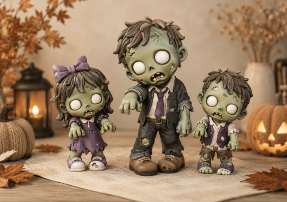 Zombie Family STL Set | 3 Cute Halloween 3D Print Models - Image 2