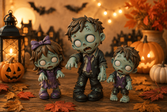 Zombie Family STL Set | 3 Cute Halloween 3D Print Models - Image 3