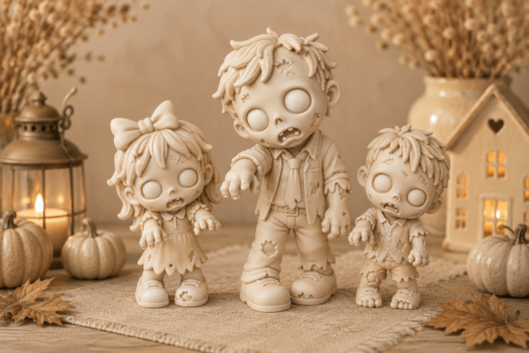 Zombie Family STL Set | 3 Cute Halloween 3D Print Models - Image 4