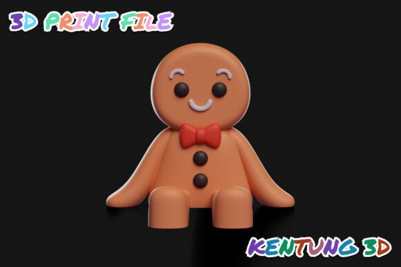 Articulated Sitting Gingerbread 3D STL | Print-in-Place Flexi Christmas Figure - Image 2