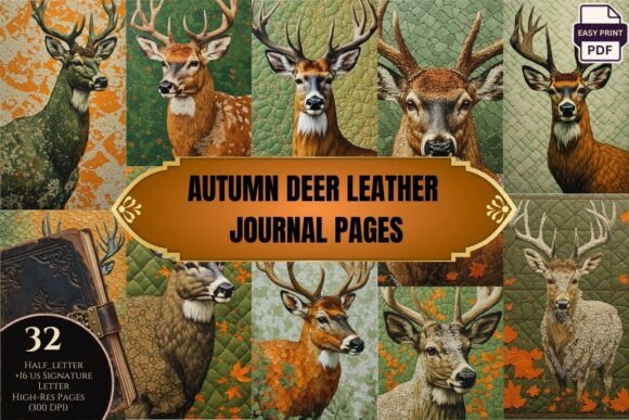 Autumn Deer Leather Journal Pages