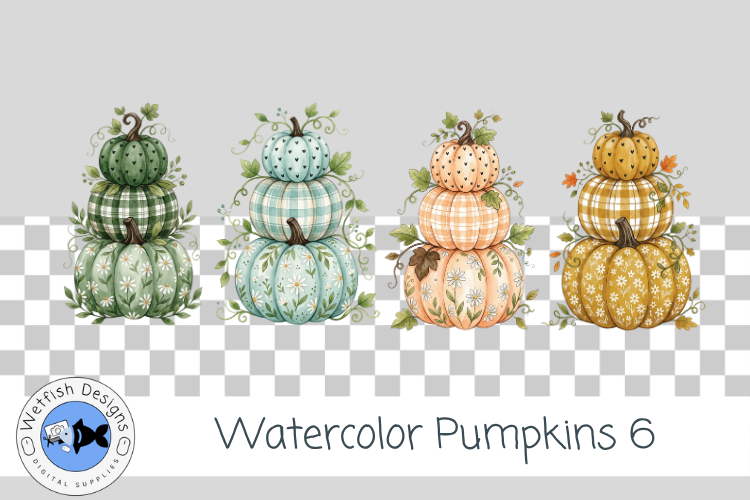 Autumn Halloween Watercolor Pumpkins 6