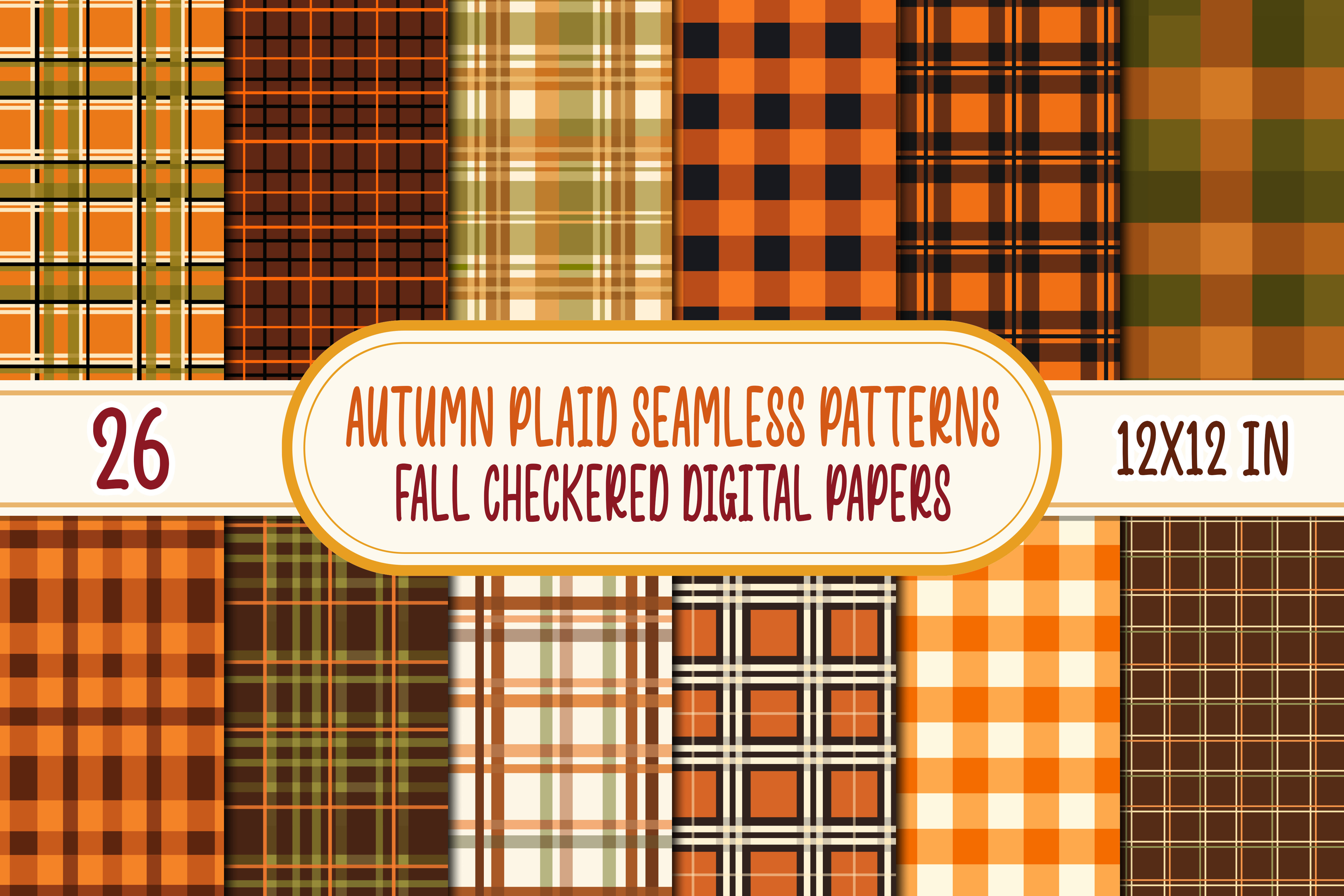 Autumn Plaid Seamless Digital Papers