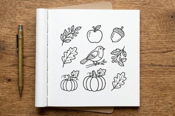 Autumn Coloring Page Illustration