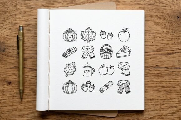Autumn Elements Coloring Page