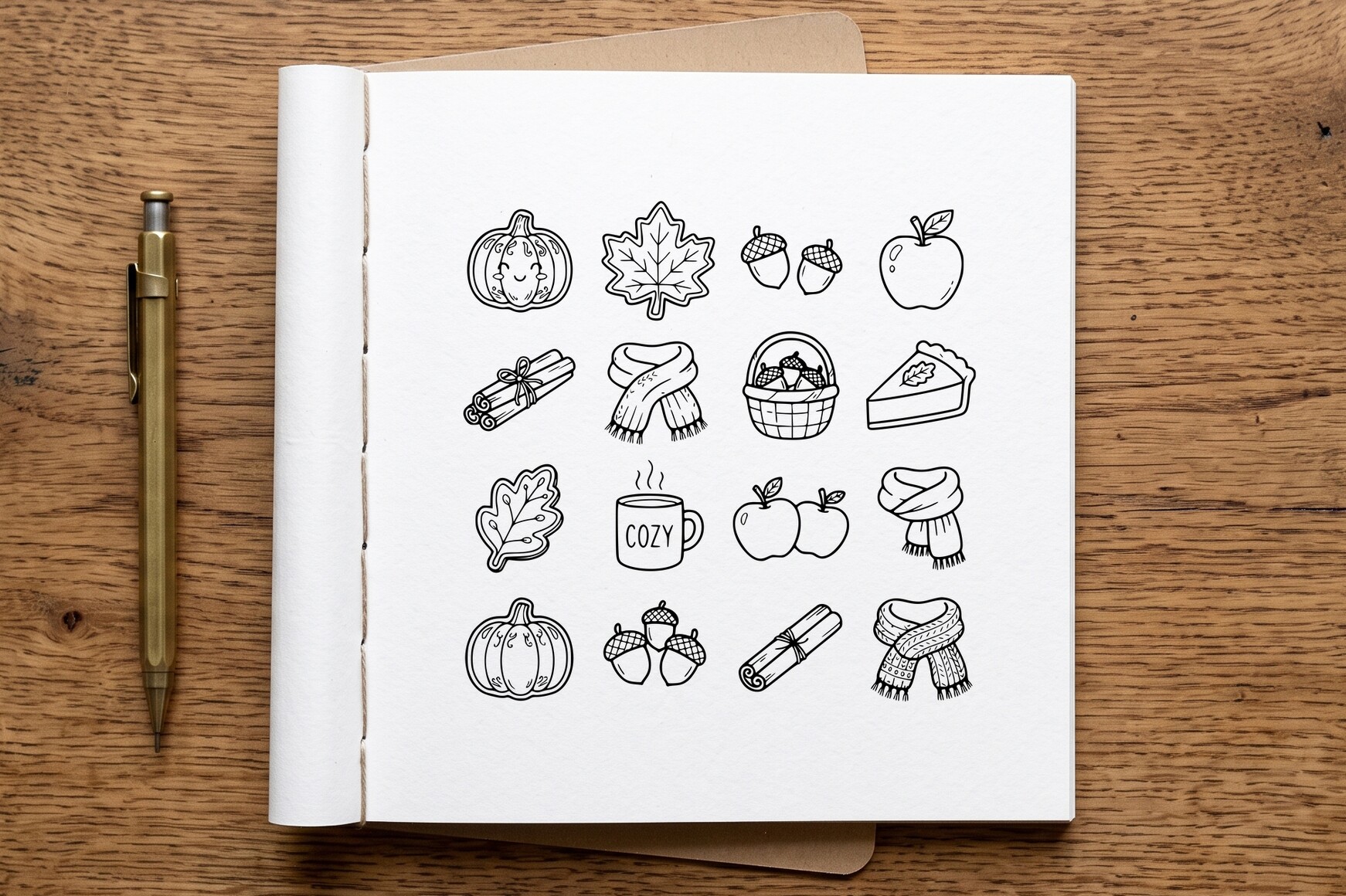 Autumn Elements Coloring Page