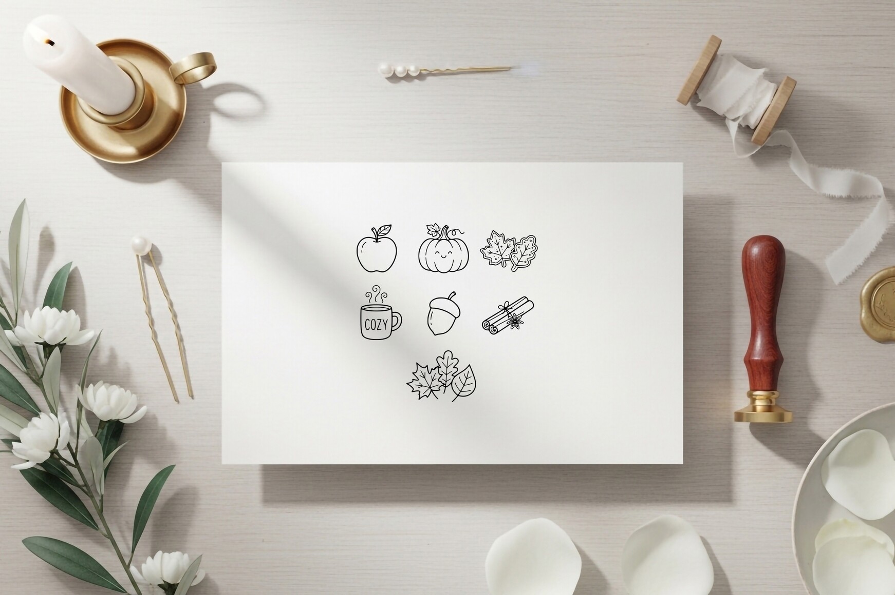 Autumn Objects Coloring Page
