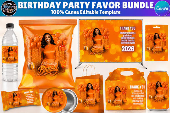 Birthday Party Favor Canva Template