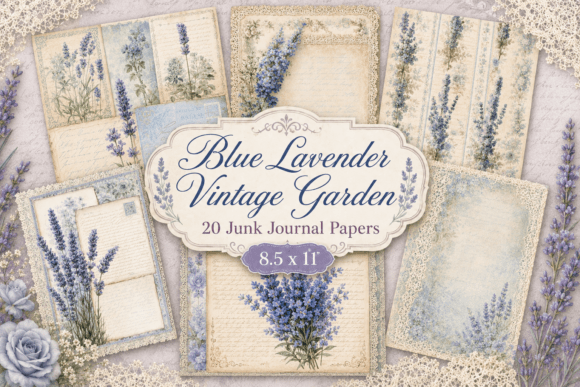 Blue Lavender Garden Junk Journal