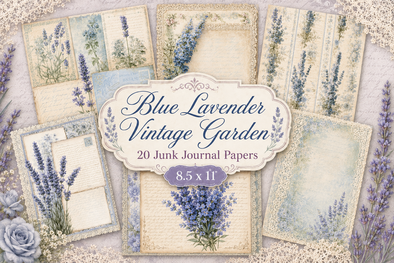Blue Lavender Garden Junk Journal