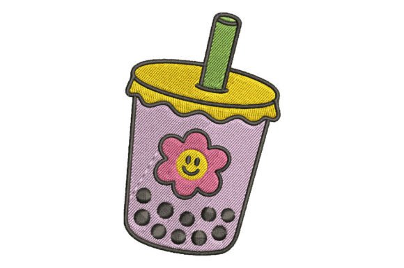 Boba Tea Cup Embroidery Design