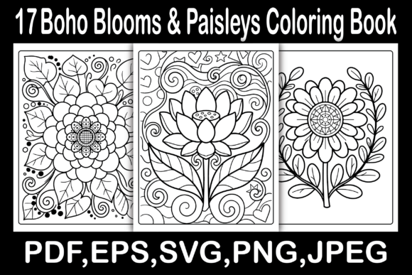 Boho Blooms & Paisleys Coloring Book