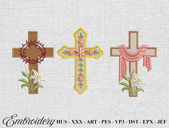 Christian Cross Embroidery Design Bundle