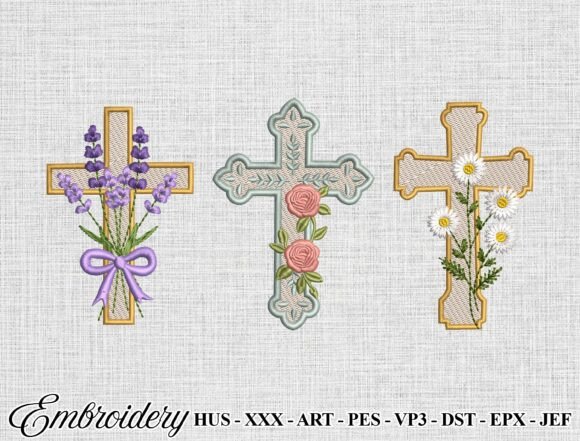 Christian Cross Embroidery Design Bundle