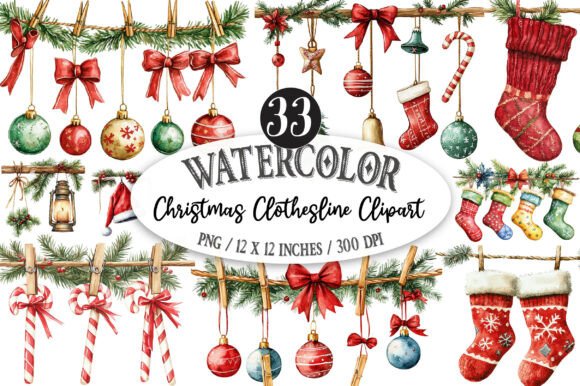 Christmas Clothesline Clipart PNG