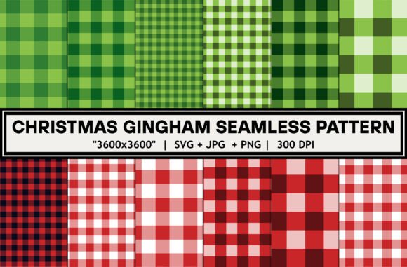 Christmas Gingham Digital Paper Bundle