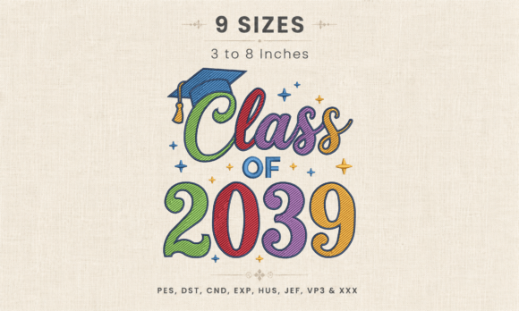 Class of 2039 Graduation Cap Embroidery