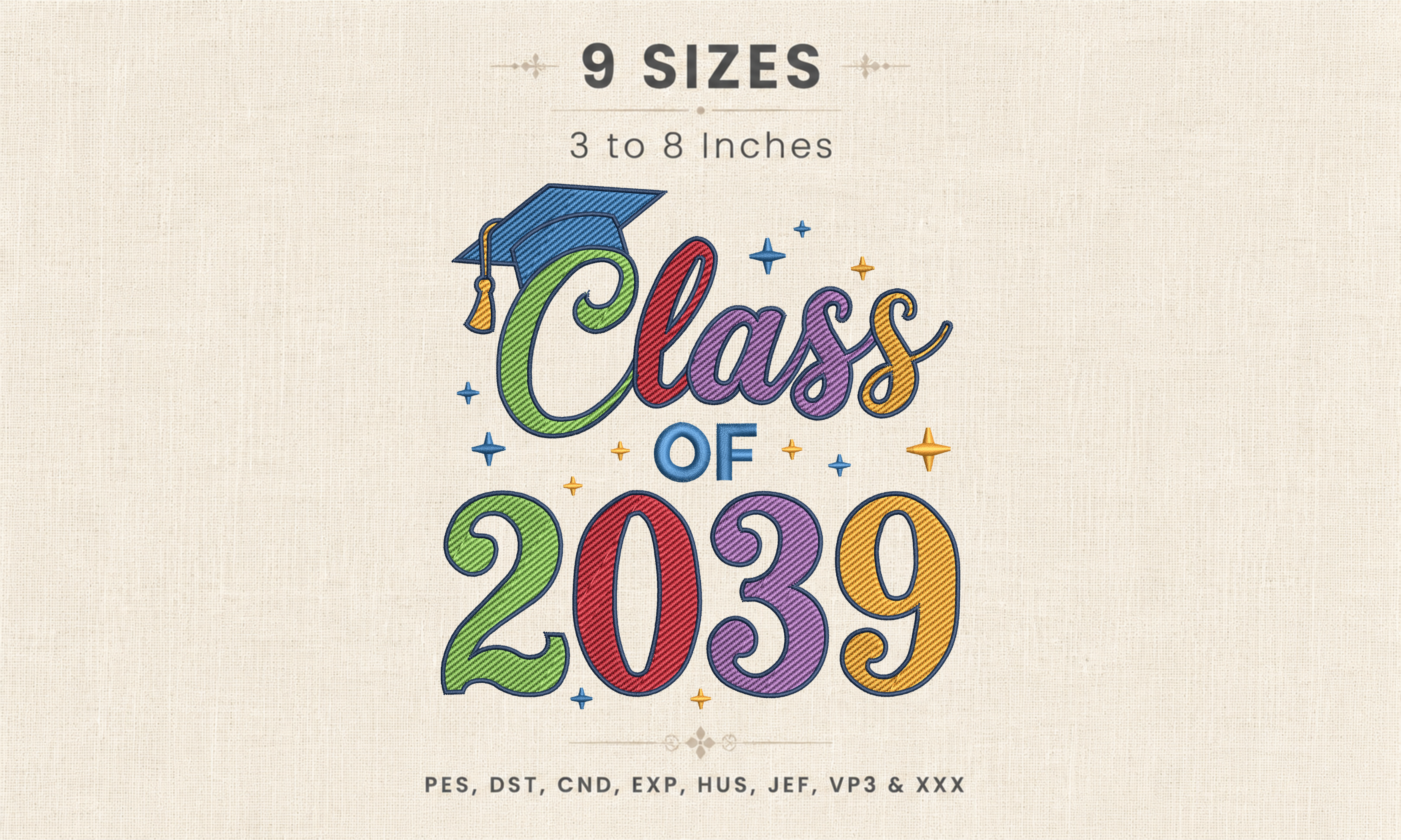Class of 2039 Graduation Cap Embroidery