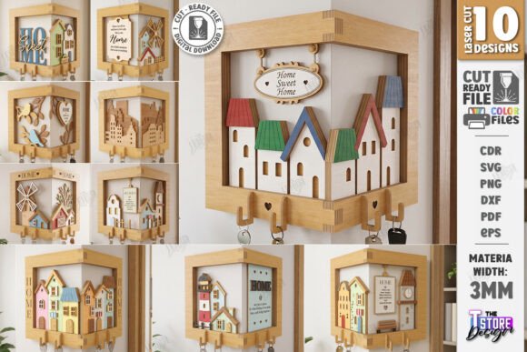 Corner Key Holders Laser Cut Bundle | CNC