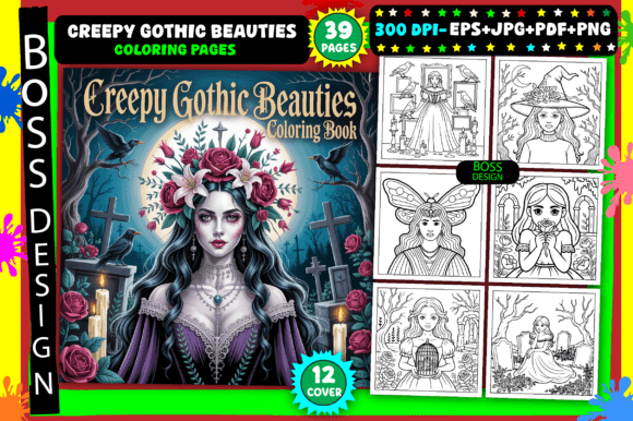 Creepy Gothic Beauties Coloring Pages