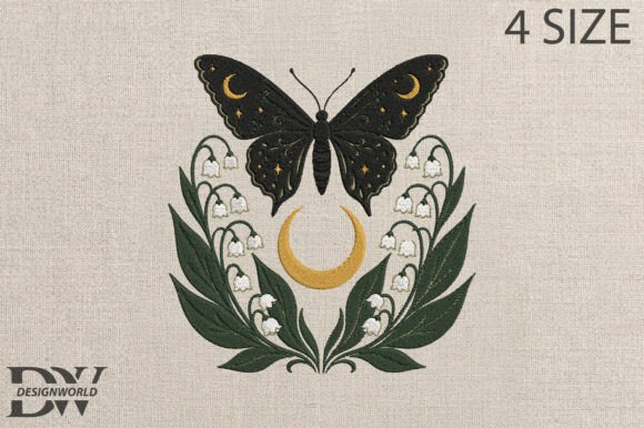 Crescent Moon Embroidery Design