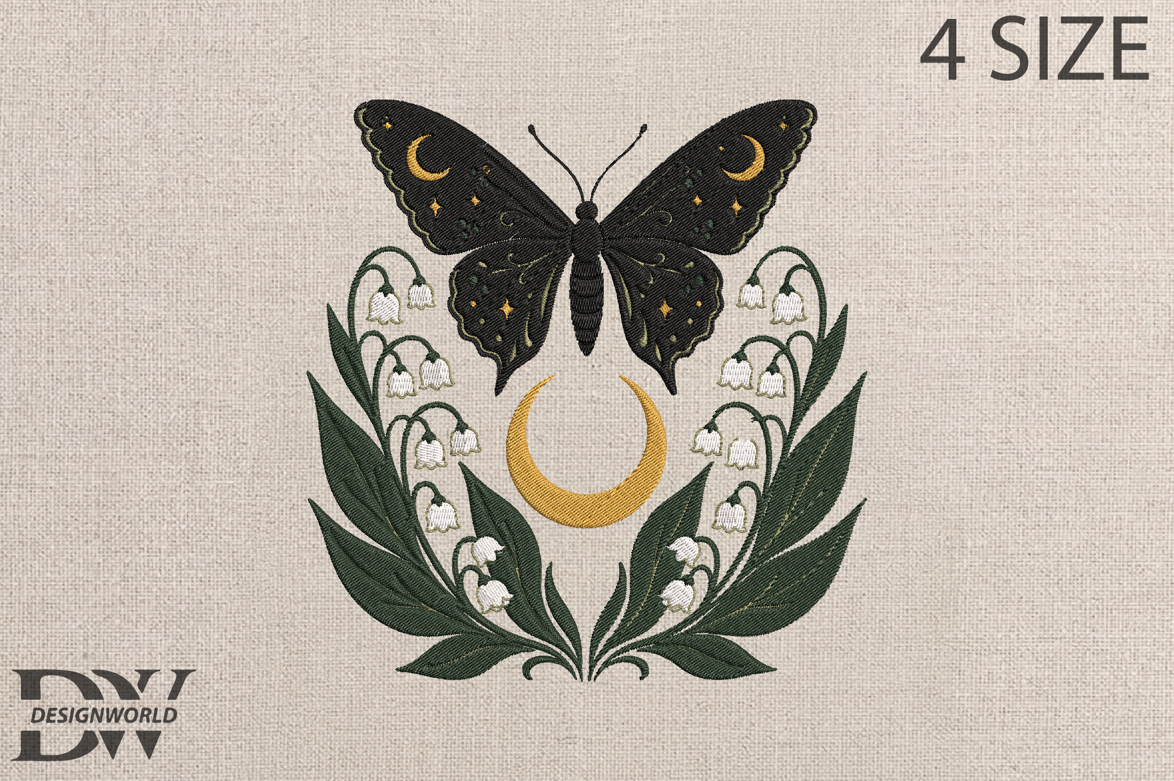 Crescent Moon Embroidery Design