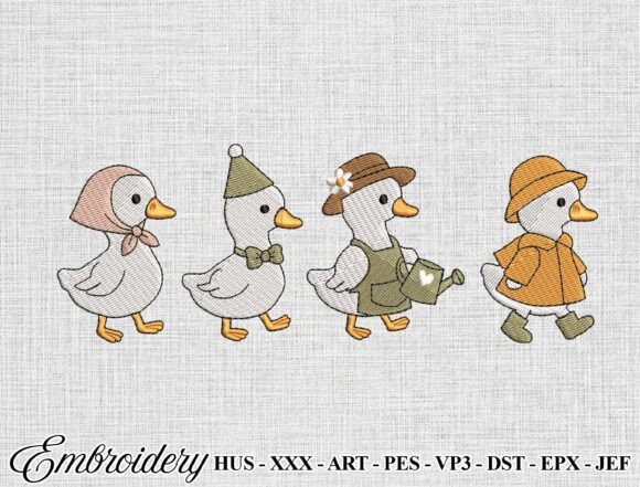 Cute Duck Embroidery Design