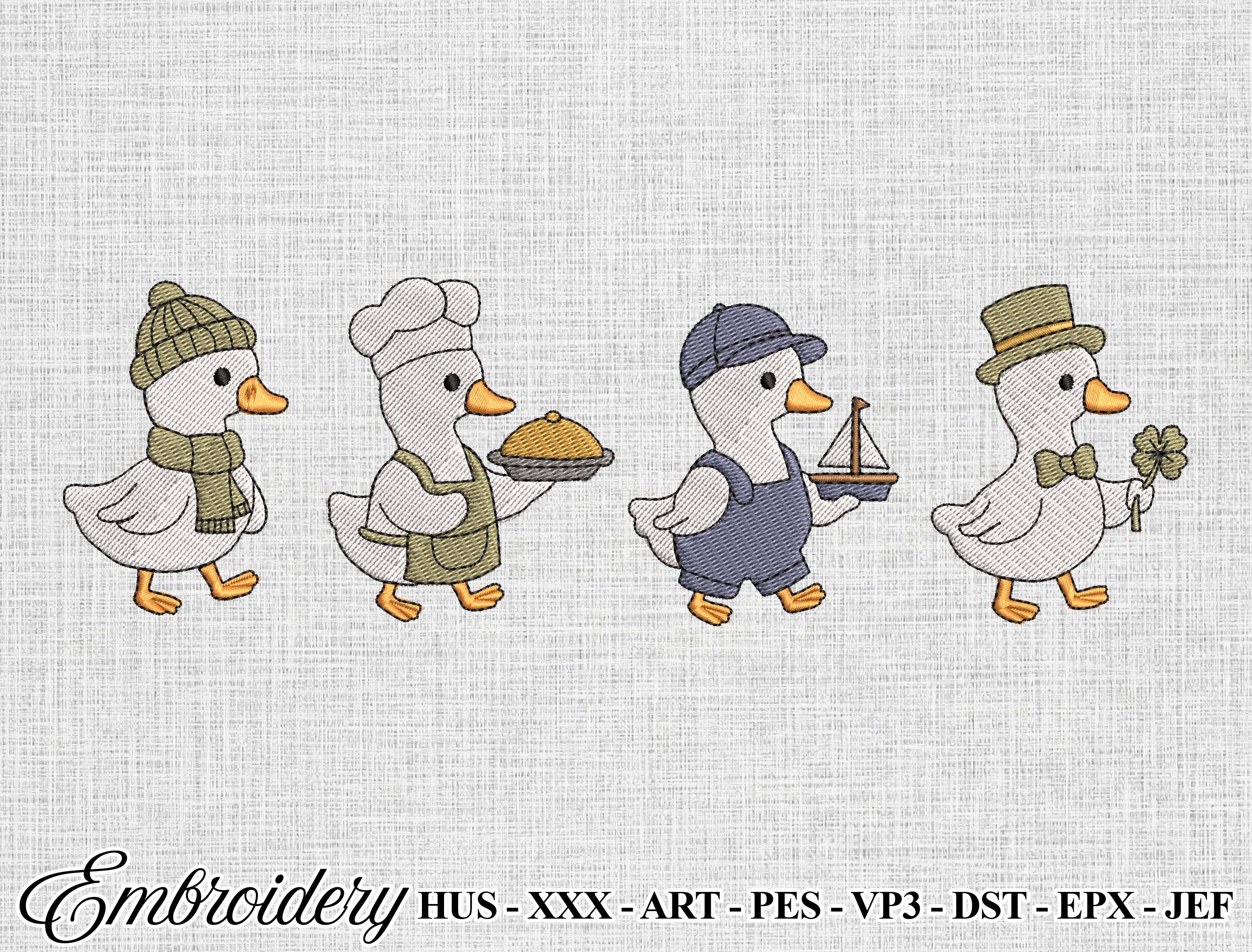 Cute Duck Embroidery Design