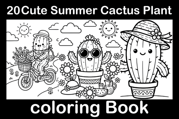 Cute Summer Cactus Plant Coloring Book