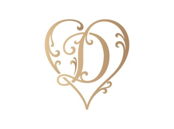D Heart Monogram Logo SVG