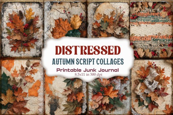 Distressed Autumn Script Junk Journal