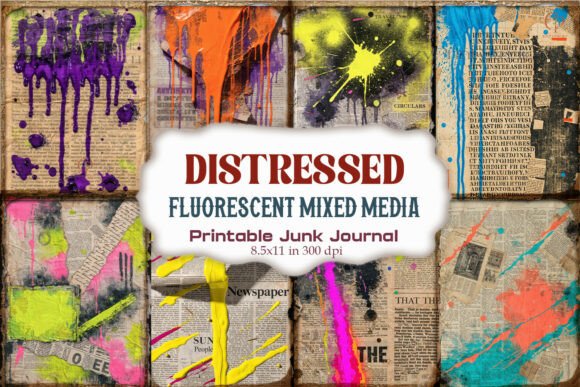 Distressed Fluorescent Mixed Media Junk