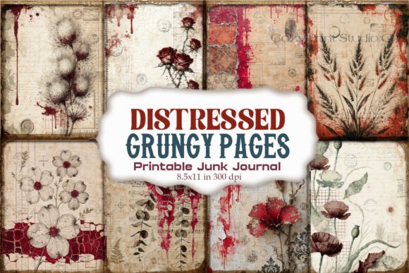 Distressed Grungy Junk Journal Pages