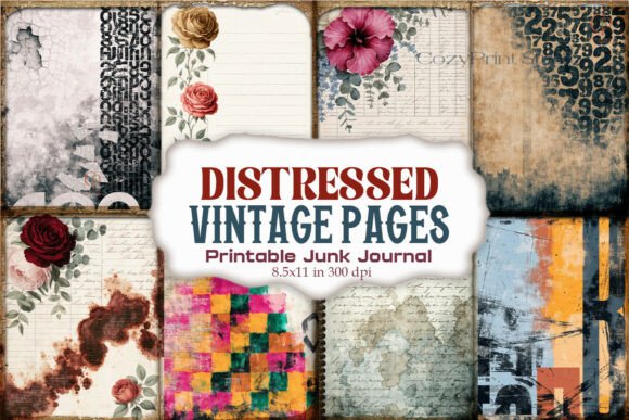 Distressed Vintage Junk Journal Pages