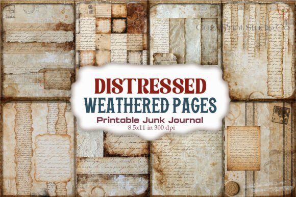 Distressed Weathered Junk Journal Pages